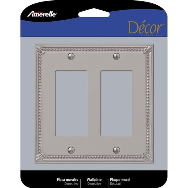 Livewire Imperial Bead Brushed Nickel 2 Gang Metal Rocker Wall Plate, Gray LI3310999 - main
